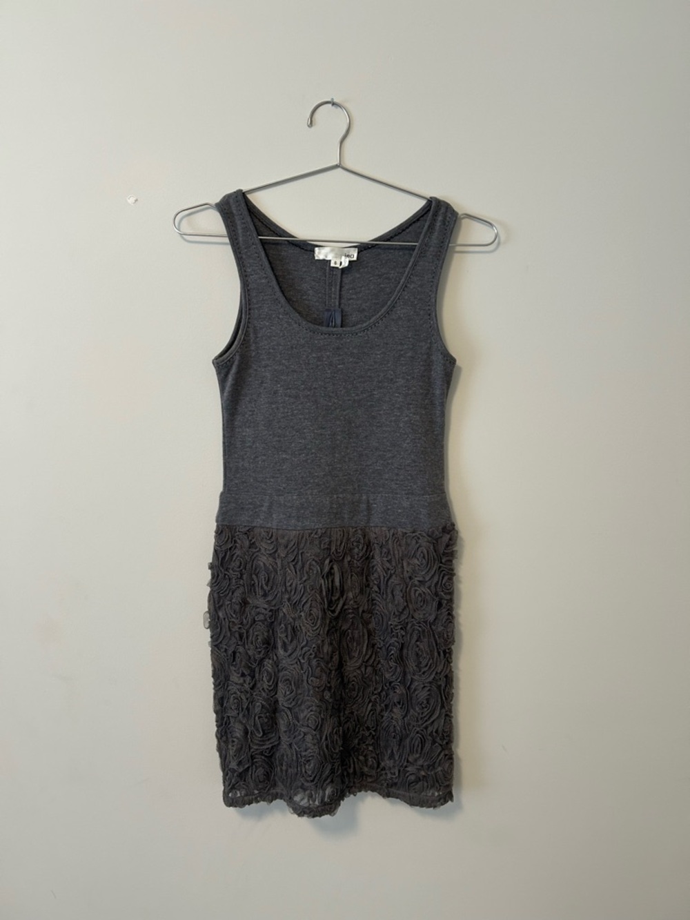 Nina Charcoal Grey Sleeveless Rosette Skirt Dress